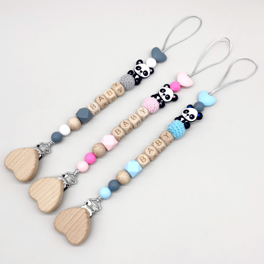Baby Products Name - Wooden Personalized Baby Pacifier Chain BPA