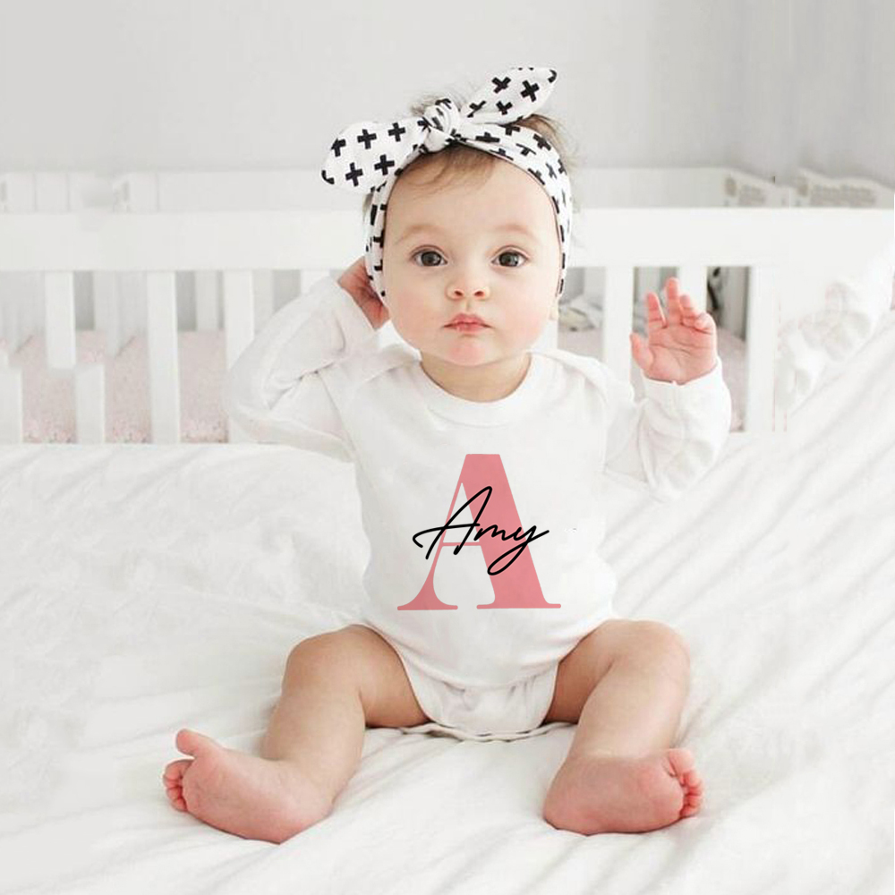 Baby Products Name - Baby Girl Name Romper Pregnancy Announcement